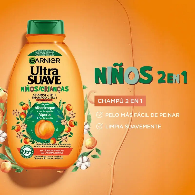 Garnier Original Remedies Shampoo Ultra Delicato 2 In 1 Ipoallergenico all'Albicocca , 250 ml