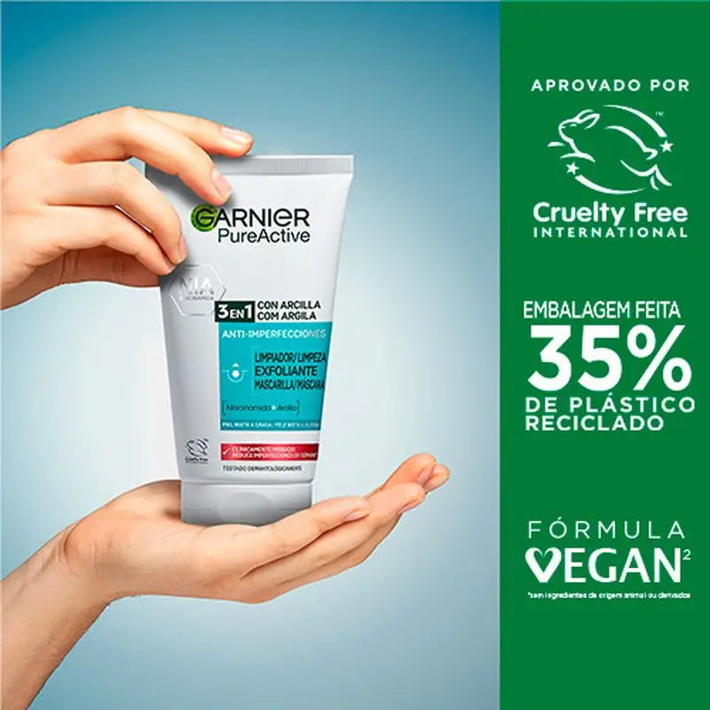 Garnier Attivo Puro 3 In 1 Gel con Argilla Anti-Imperfezioni - 150 Ml
