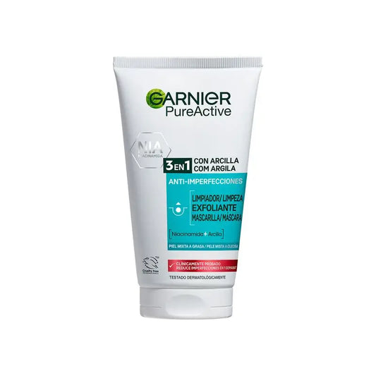 Garnier Attivo Puro 3 In 1 Gel con Argilla Anti-Imperfezioni - 150 Ml