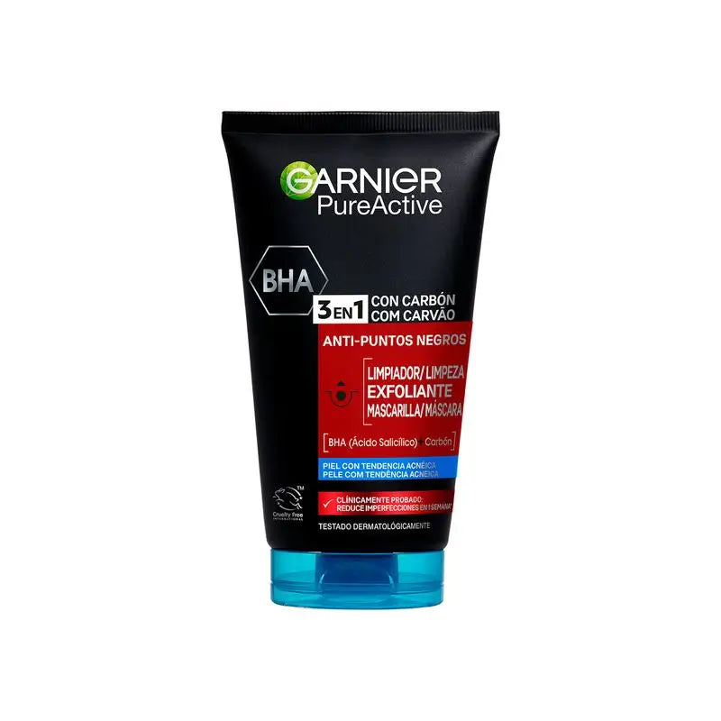Garnier Attivo Puro 3 In 1 Gel al Carbone Anti-Macchie Nere - 150 Ml