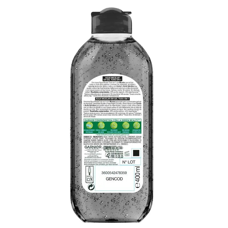 Garnier Pure Active Gel Gel Gel purificante con carbone e acido salicilico, 400 ml