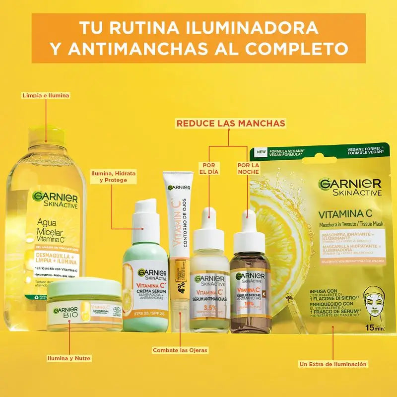 Siero notte anti-macchie Garnier con il 10% di Vitamina C. Risultati su macchie, pelle spenta e linee sottili.
