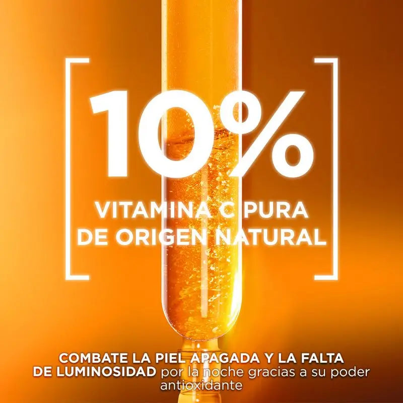 Siero notte anti-macchie Garnier con il 10% di Vitamina C. Risultati su macchie, pelle spenta e linee sottili.