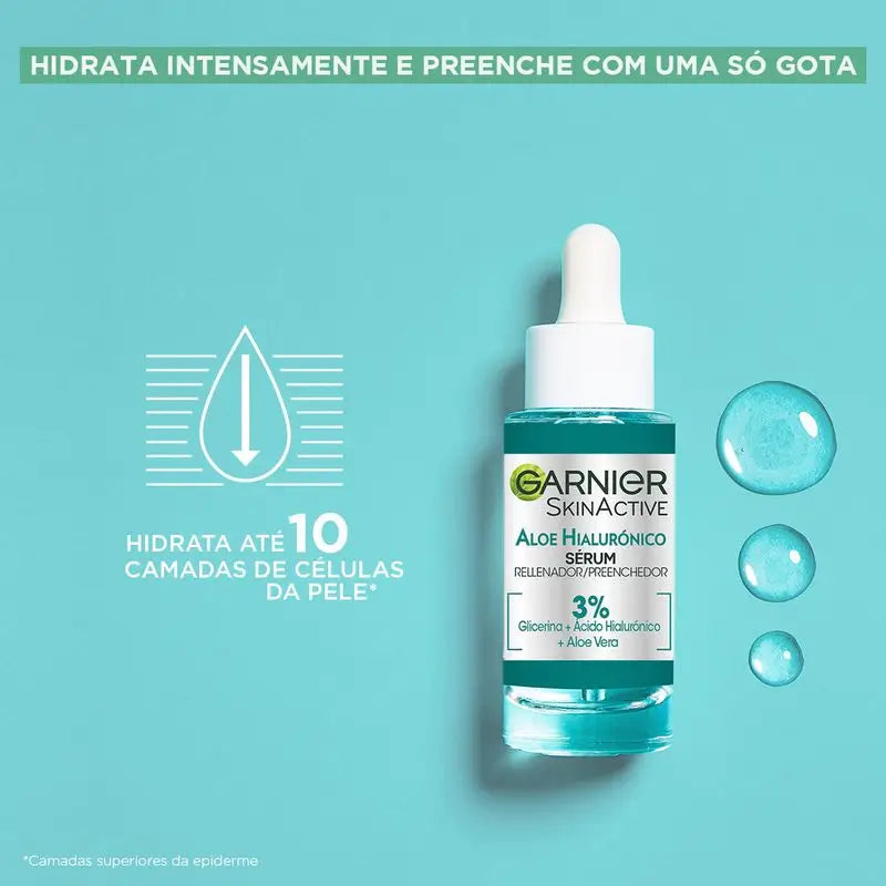Garnier Aloe Hyaluronic Siero Idratante Ricostituente con 3% di Glicerina + Acido Ialuronico + Aloe Vera.