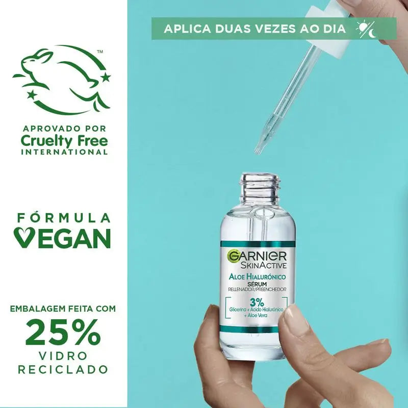 Garnier Aloe Hyaluronic Siero Idratante Ricostituente con 3% di Glicerina + Acido Ialuronico + Aloe Vera.