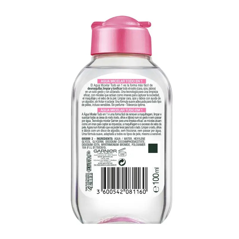 Garnier Skin Active Classic Acqua Micellare Formato Viaggio Per Pelle Normale Tutto In Uno - 100 Ml