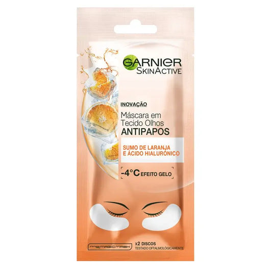 Garnier Skin Active Mask Tessuto Contorno Occhi Anti-Fatica e Anti-Occhiaie con Acido Ialuronico ed Estratto di Arancia