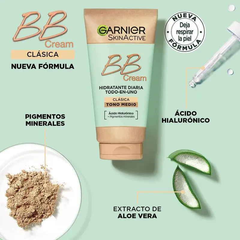 Garnier Skinactive Bb Cream Classic Tono Medio. Idratante Tutto In Uno Con Colore Spf15, 50Ml