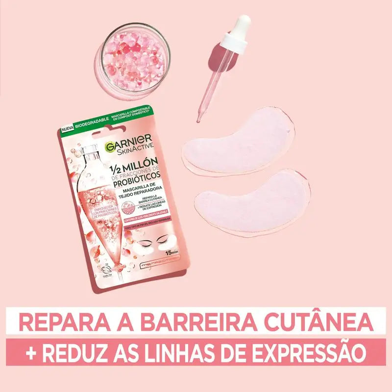 Garnier Tissue Mask Maschera riparatrice per il contorno occhi con 1/2 milione di frazioni probiotiche Riduce le rughe d'espressione