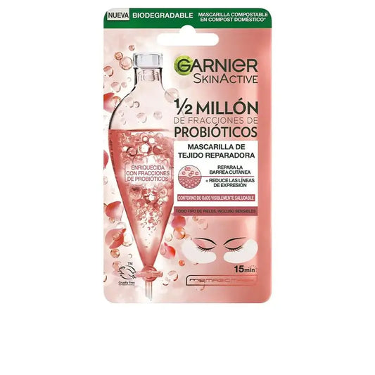 Garnier Tissue Mask Maschera riparatrice per il contorno occhi con 1/2 milione di frazioni probiotiche Riduce le rughe d'espressione