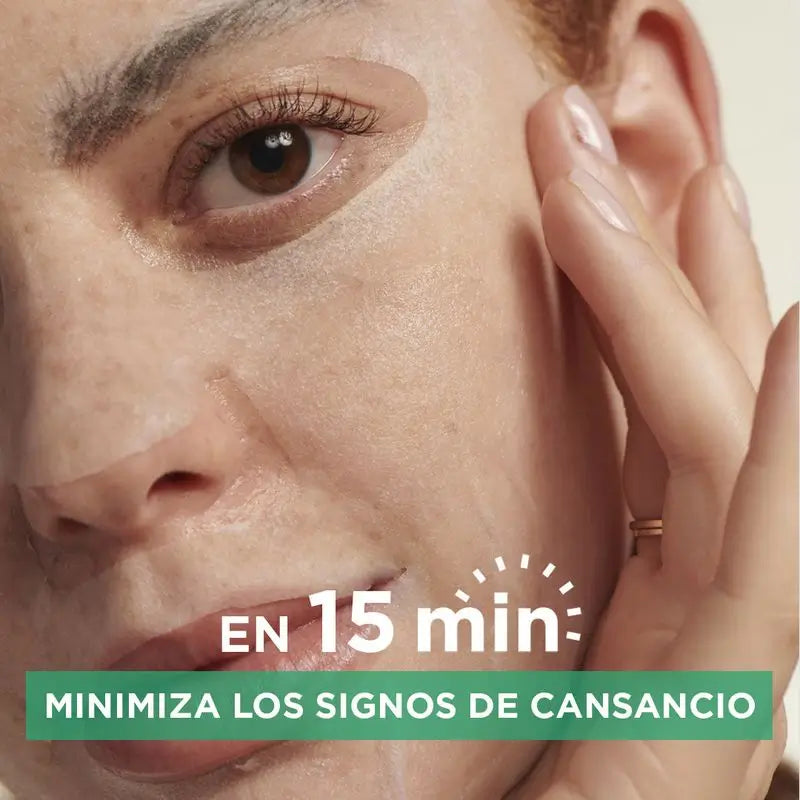 Garnier Maschera Tissue Crio Gelatina Ialuronica Anti-Fatica per la pelle stanca. 4% Glicerina + Mentolo + Acido Ialuronico.