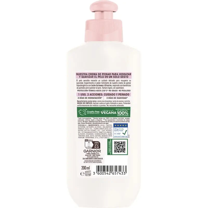 Garnier Ultra Doux 2 in 1 Crema Styling Idratante Delicata, 200 ml