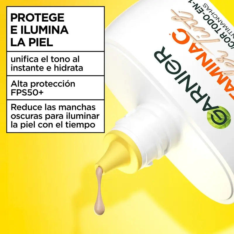 Garnier Uv Protezione Quotidiana Vitamina C Wonder Tint Spf50+, Tono Chiaro , 40 ml