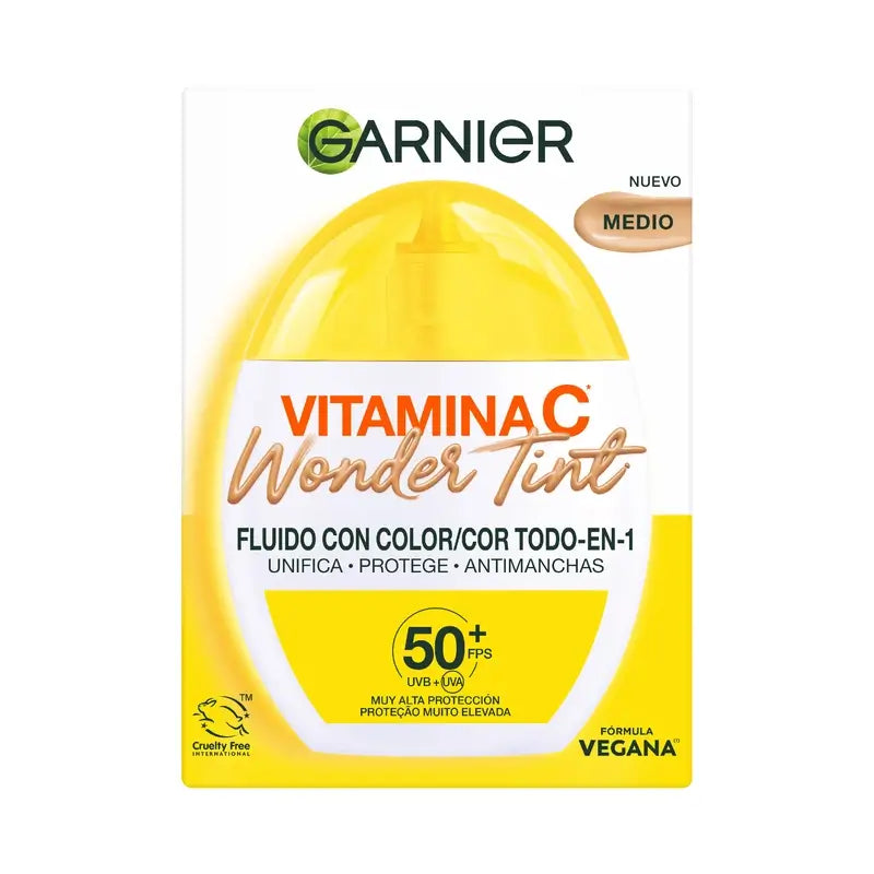 Garnier Uv Protezione Quotidiana Vitamina C Wonder Tint Spf50+, Tono Medio , 40 ml