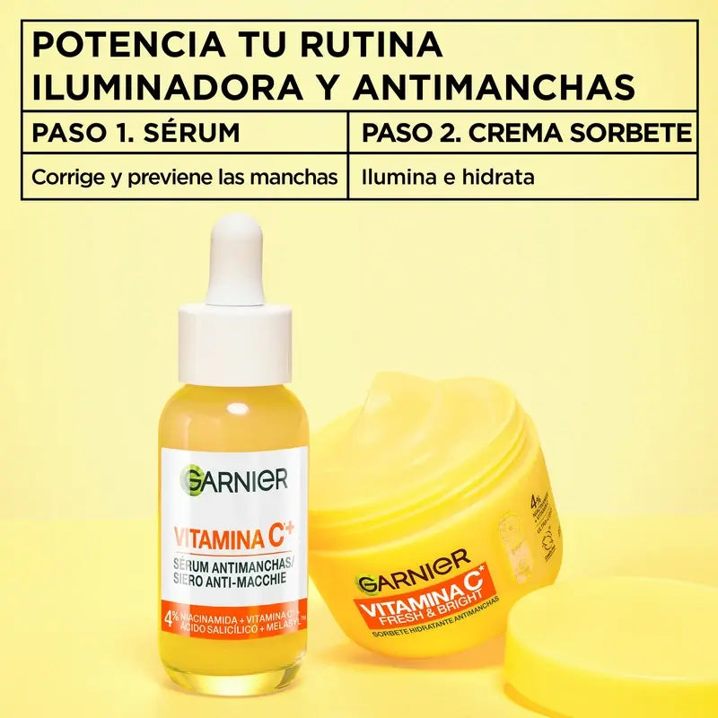 Garnier Vitamina C Crema Sorbetto Idratante Anti-Blemish Fresca e Luminosa, 85 ml