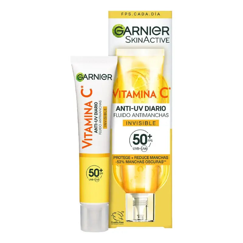 Garnier Vitamina C Invisible Anti-Uv Fluido quotidiano anti-macchie Fps50+, 40 Ml
