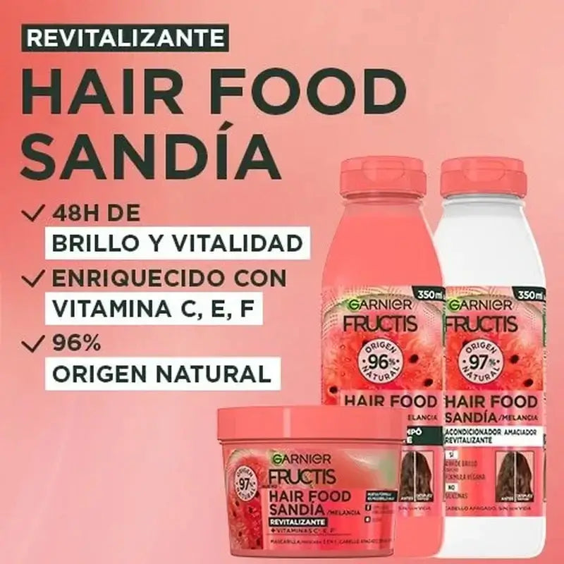 Garnier Fructis Hair Food Balsamo rivitalizzante all'anguria per capelli spenti e senza vita 350 Ml