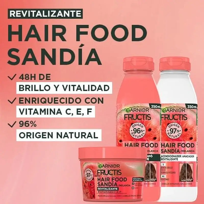 GarnierFructis Hair Food Shampoo rivitalizzante all'anguria per capelli spenti e senza vita 350 Ml