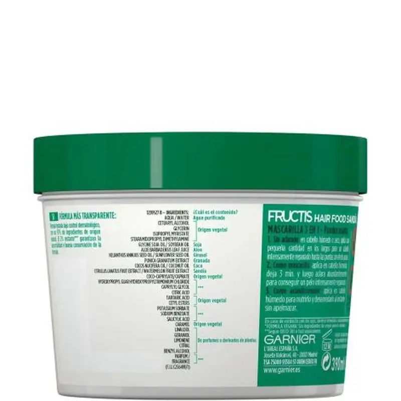 GarnierFructis Hair Food Anguria 3 In 1 Maschera rivitalizzante per capelli spenti e senza vita 400 Ml