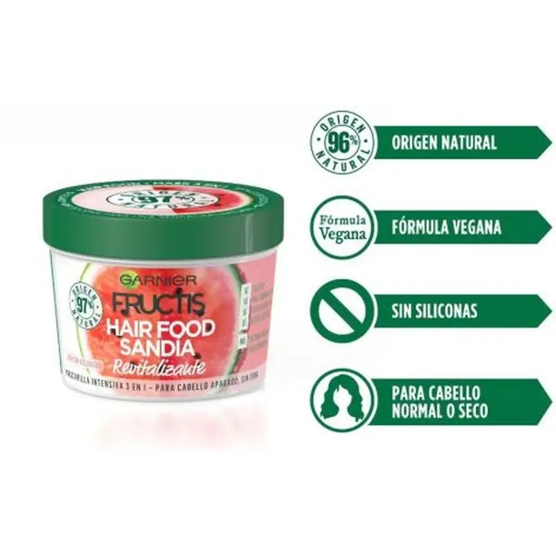 GarnierFructis Hair Food Anguria 3 In 1 Maschera rivitalizzante per capelli spenti e senza vita 400 Ml
