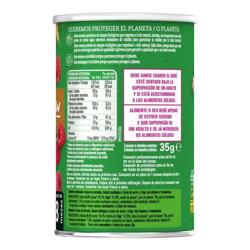 Gerber Puff Puff Snack biologico ai cereali e lamponi, 35 g