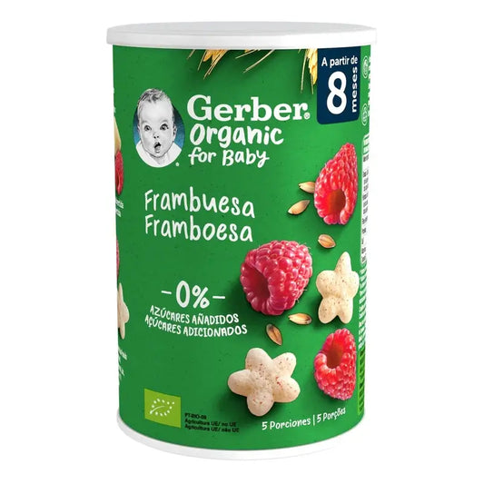 Gerber Puff Puff Snack biologico ai cereali e lamponi, 35 g
