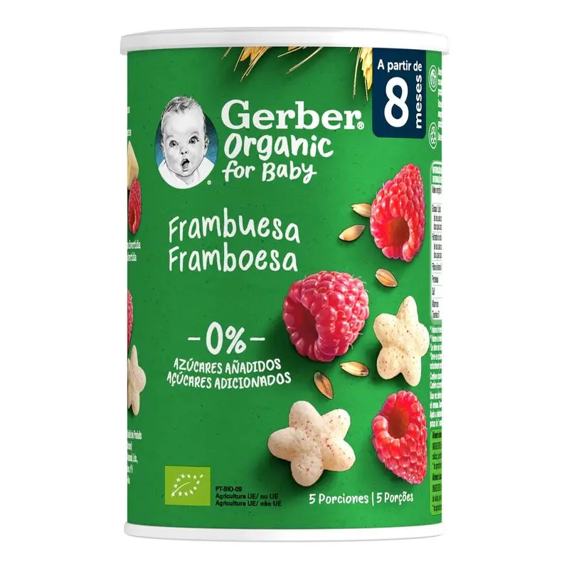 Gerber Puff Puff Snack biologico ai cereali e lamponi, 35 g