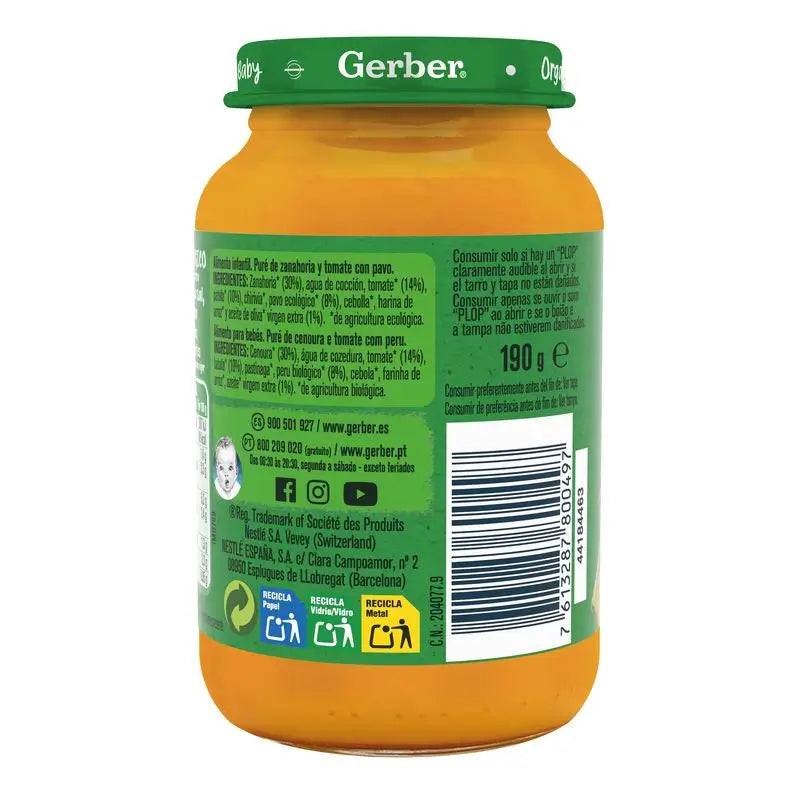 Gerber Tacchino Carota Pomodoro Biologico, 190 g
