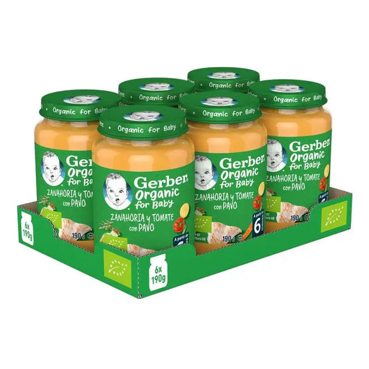 GERBER Pack Barattoli salati di carote e pomodori biologici, 190g x 6 unità