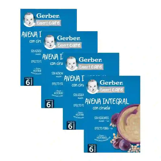 Gerber Porridge Farina d'avena e prugne, 4X250 Gr