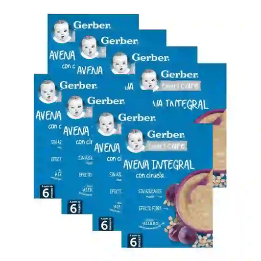 Gerber Porridge Farina d'avena e prugne, 8X250 Gr