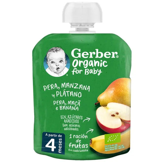 Gerber Marsupio biologico Pera, Mela, Banana, 90g