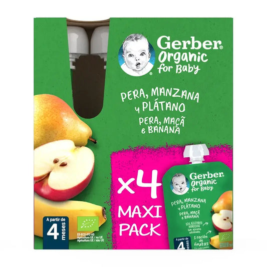 GERBER Sacchetto biologico Multipack Pera, Mela, Banana