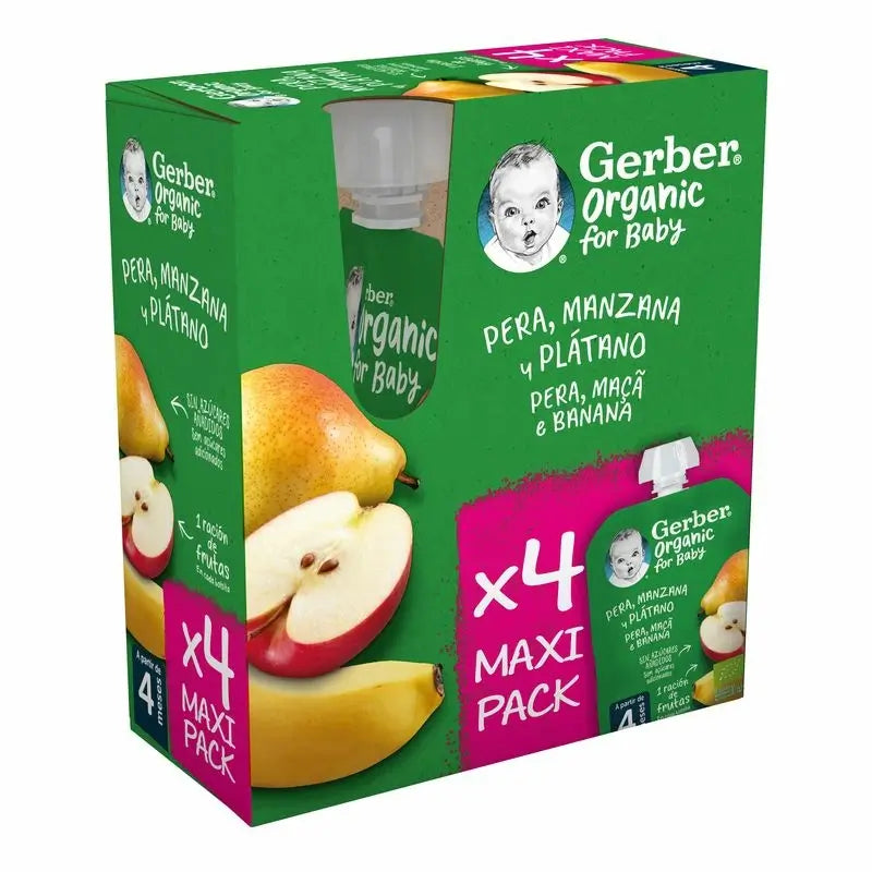 GERBER Sacchetto biologico Multipack Pera, Mela, Banana