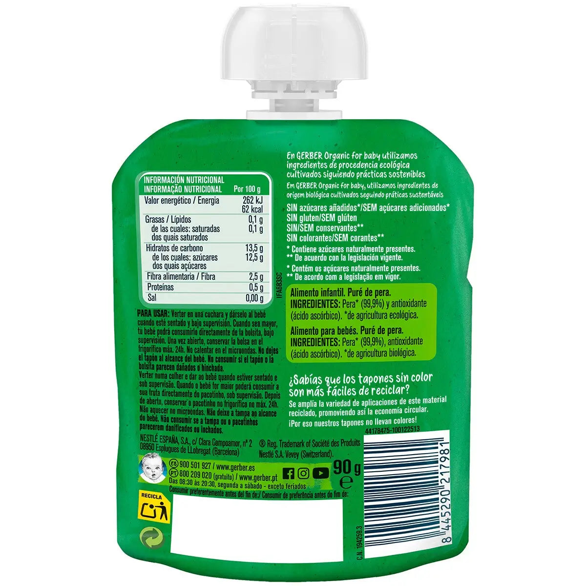 Gerber Buste di pere biologiche , 90g