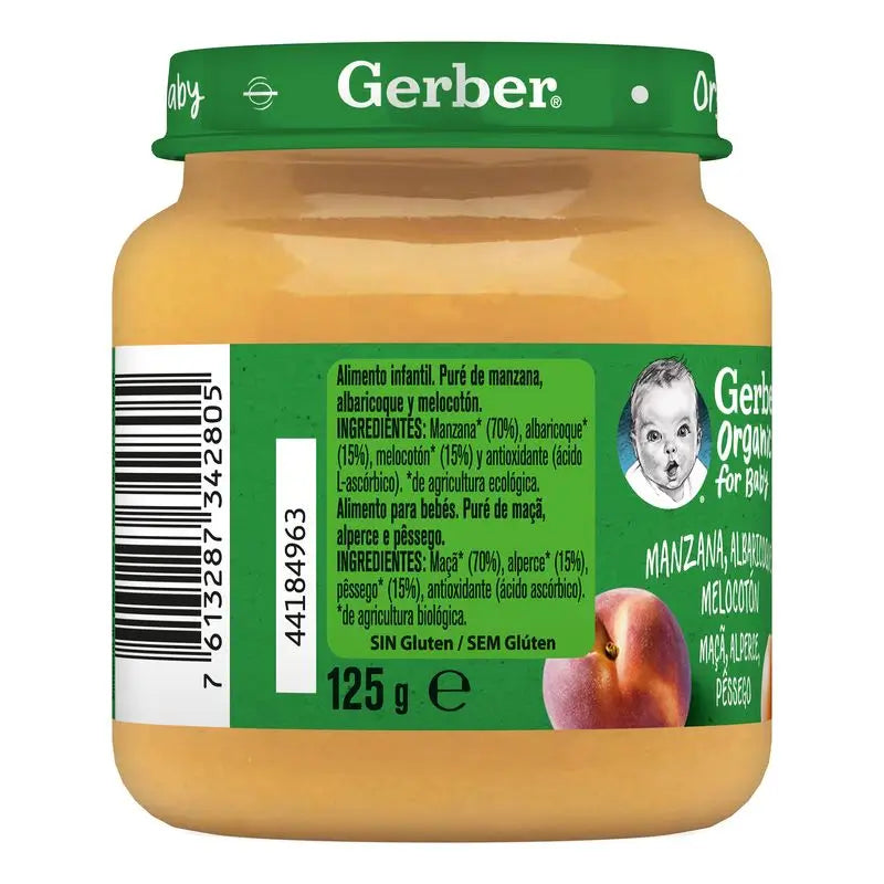 Gerber Organic Mela, albicocca e pesca, 125g