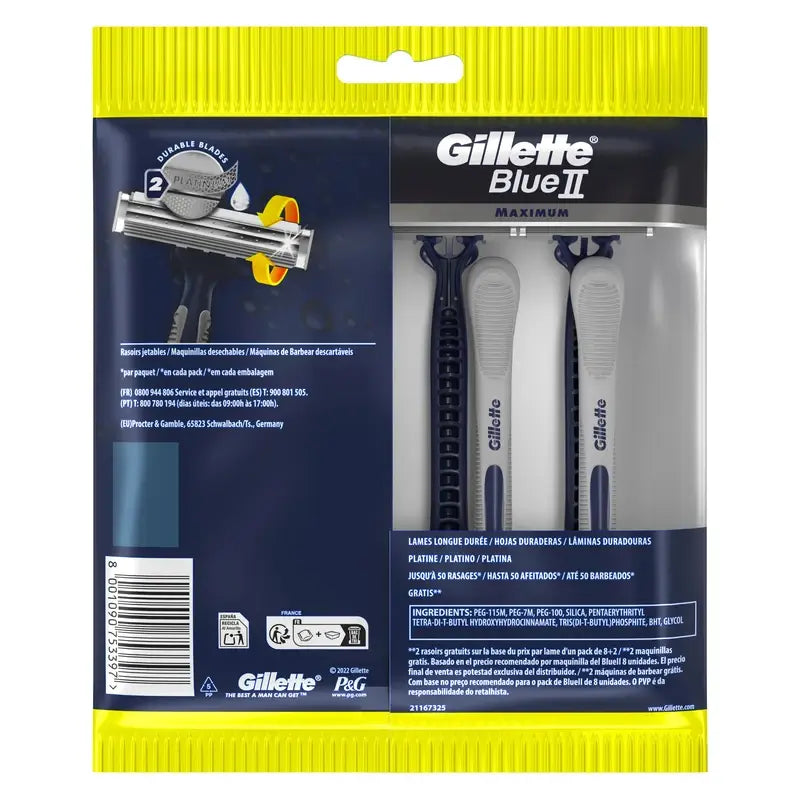 Gillette Blue Ii Max rasoi usa e getta X10, 2 lame gel lubrificante