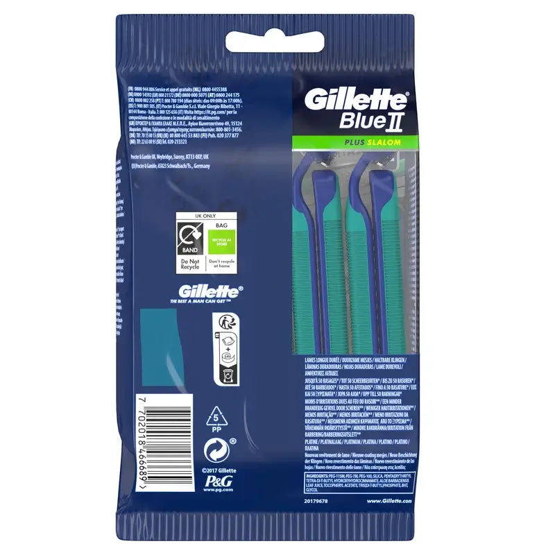 Gillette Blue Ii Plus Slalom Rasoi usa e getta, 10 pz.