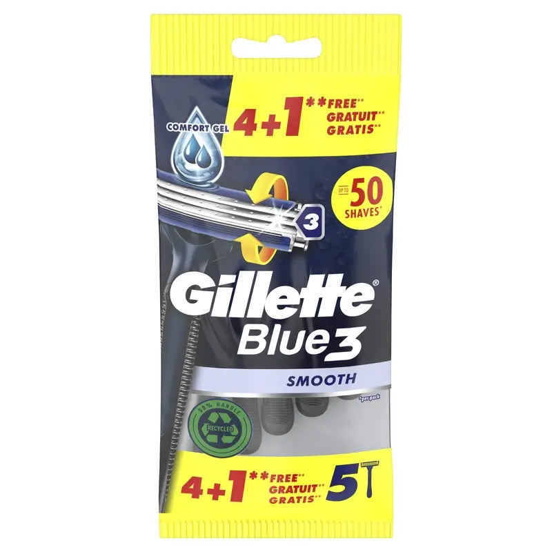 Gillette Blue3 Smooth Rasoi usa e getta da uomo, 5 pz.