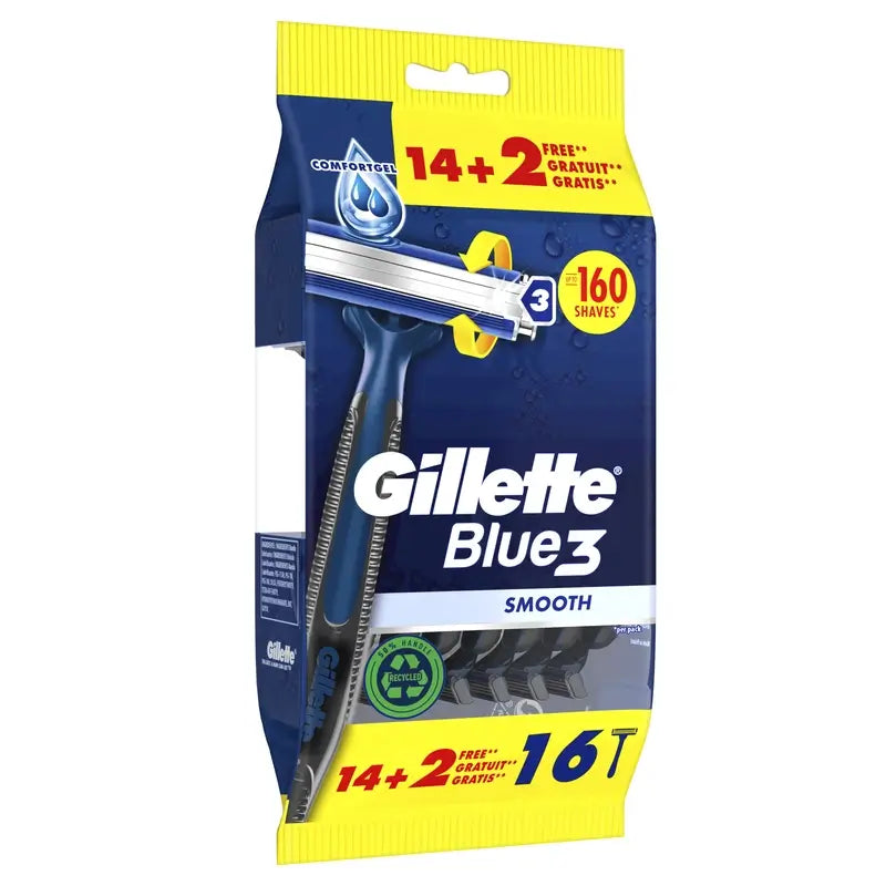 Gillette Blue3 Smooth 3 Lamette usa e getta, 16 pz.