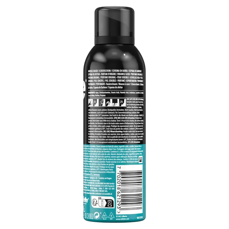 Gillette Classic Schiuma da barba per uomo , 200 ml