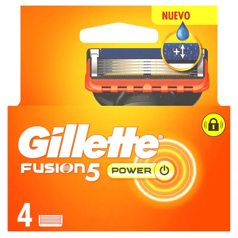 Gillette Fusion5 Power Lame di ricambio per rasoi da uomo, 4 pezzi