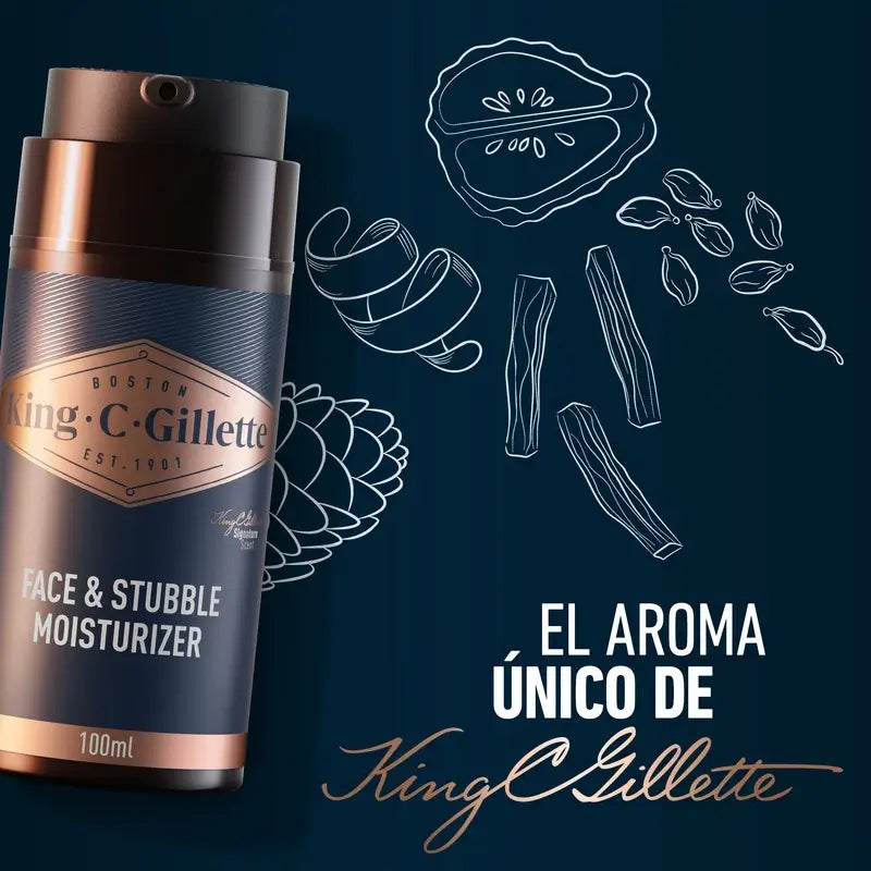 King C. Gillette Crema Idratante Viso e Barba Uomo, Vitamina B, 100 Ml