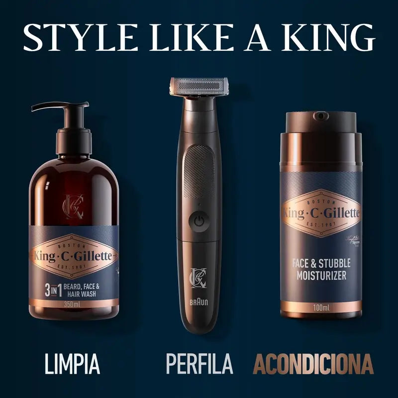 King C. Gillette Crema Idratante Viso e Barba Uomo, Vitamina B, 100 Ml