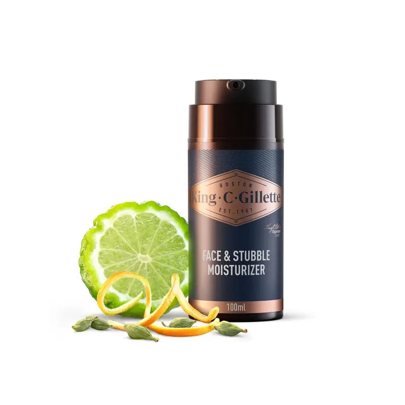 King C. Gillette Crema Idratante Viso e Barba Uomo, Vitamina B, 100 Ml