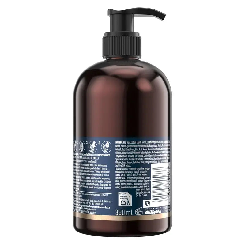 Gillette King C. Gel barba e viso , 350 ml