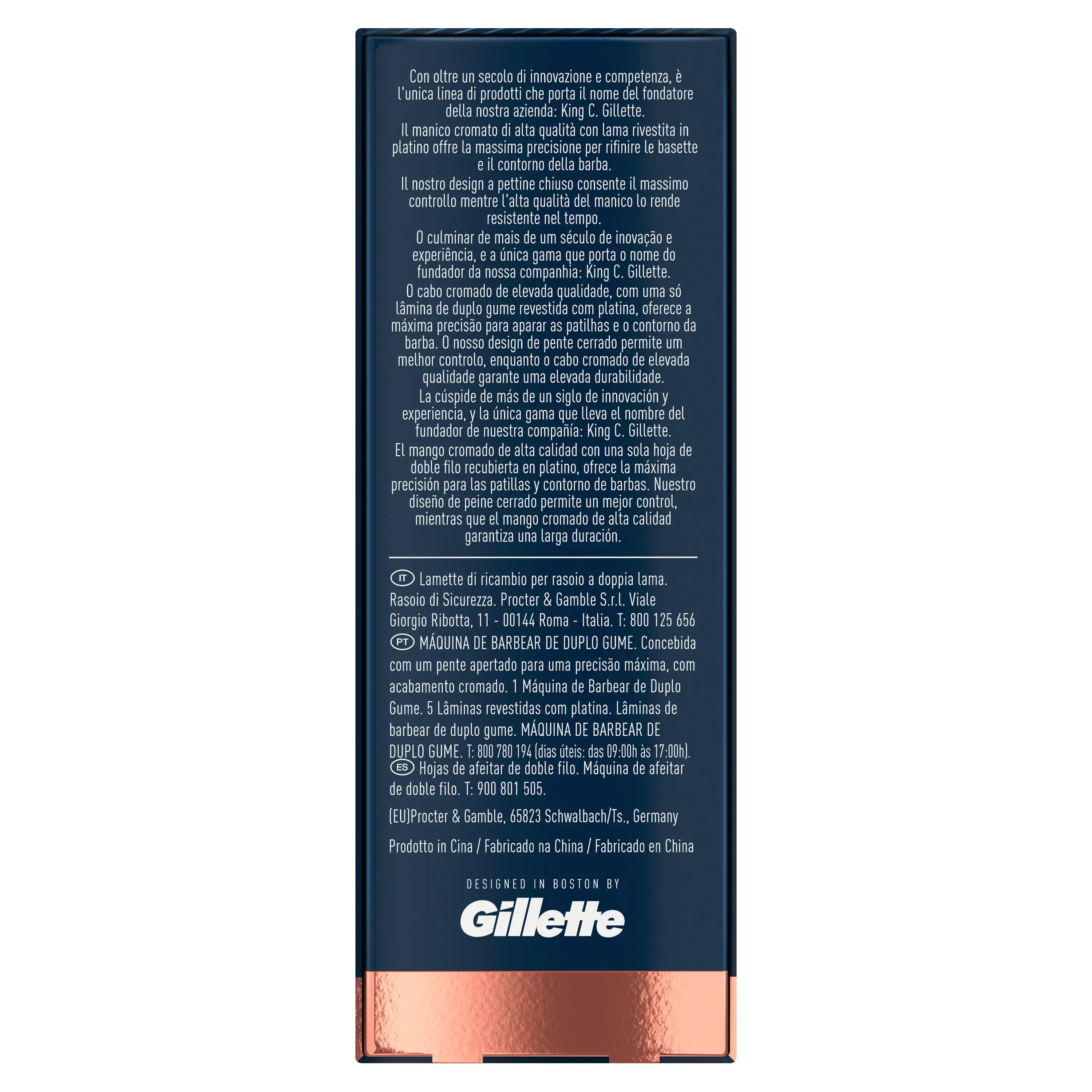 Gillette King C. Rasoio a doppio taglio per barba + 5 lame