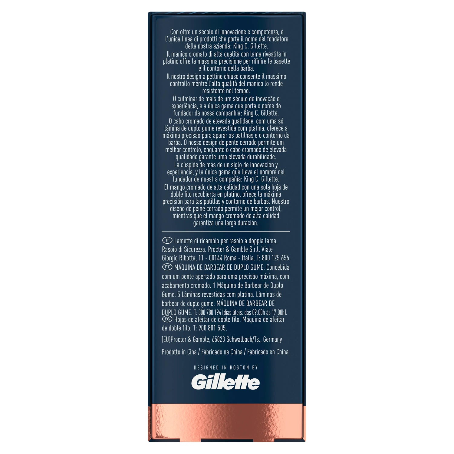 Gillette King C. Rasoio a doppio taglio per barba + 5 lame
