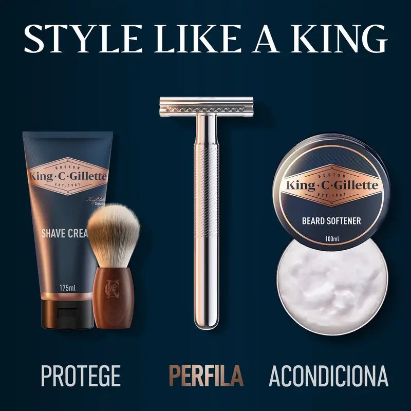 Gillette King C. Rasoio a doppio taglio per barba + 5 lame