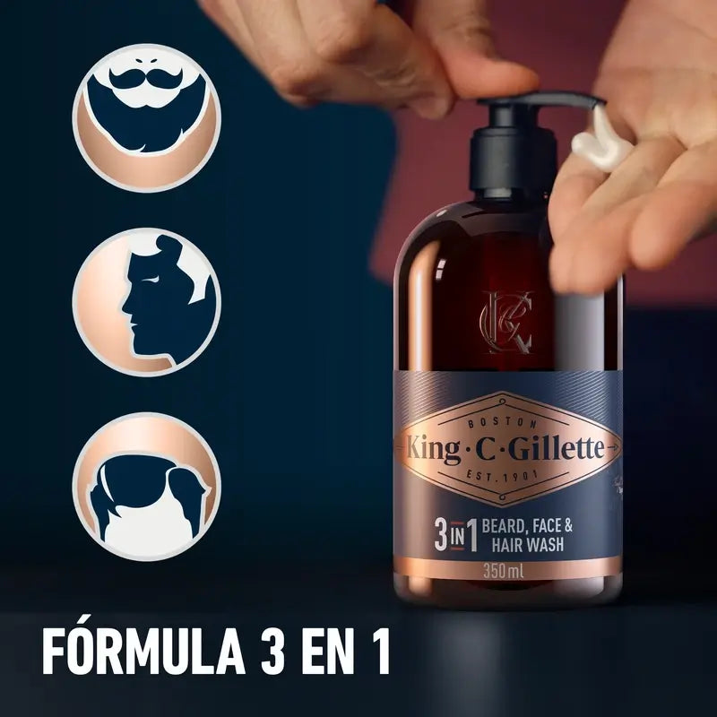 Gillette King C. Beard Confezione regalo 1 Gel detergente 350Ml + 1 Balsamo 100Ml + Astuccio da toilette